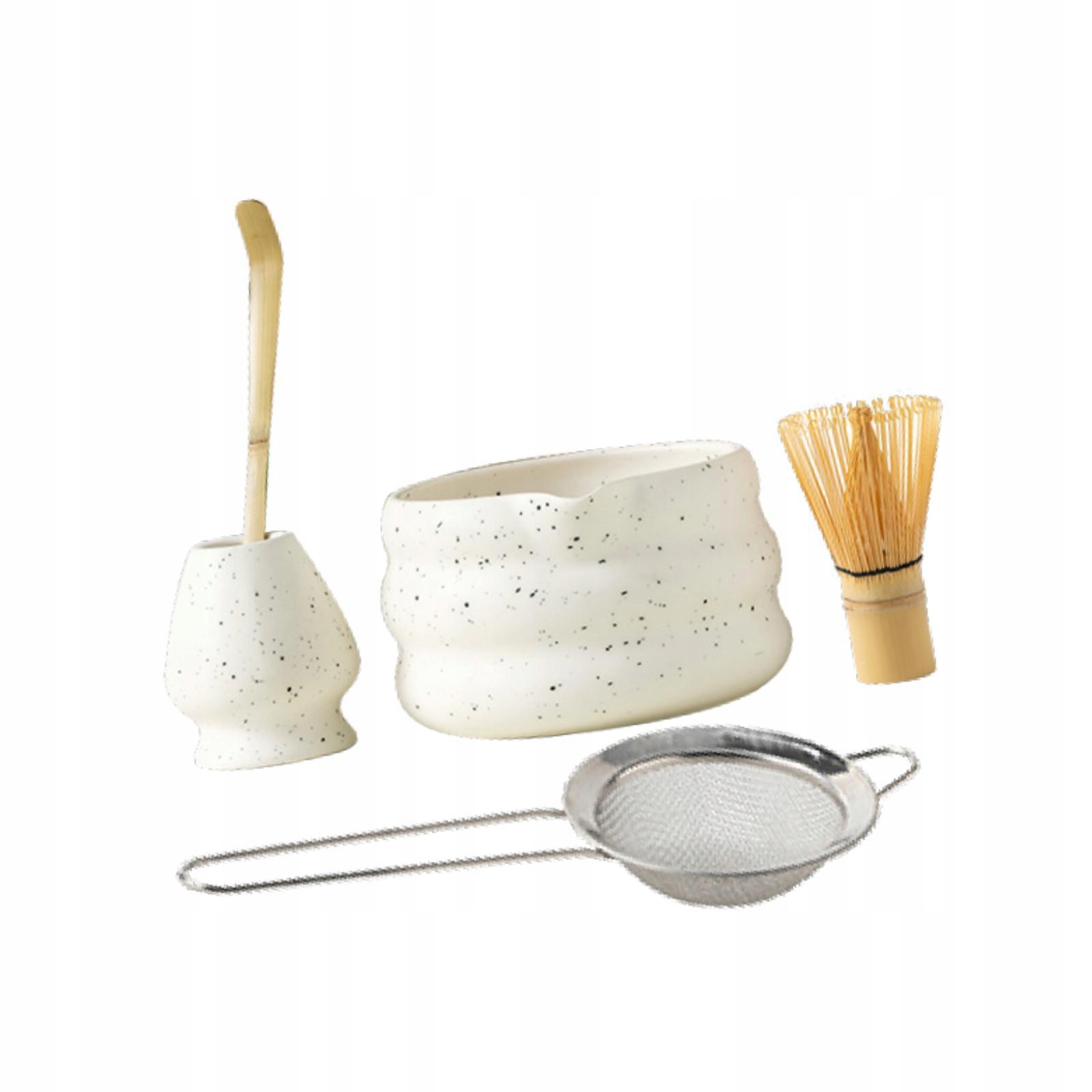 Levně 5dílná sada Matcha, elegantní, ručně vyráběné a robustní čajové náčiní, Matcha bílá