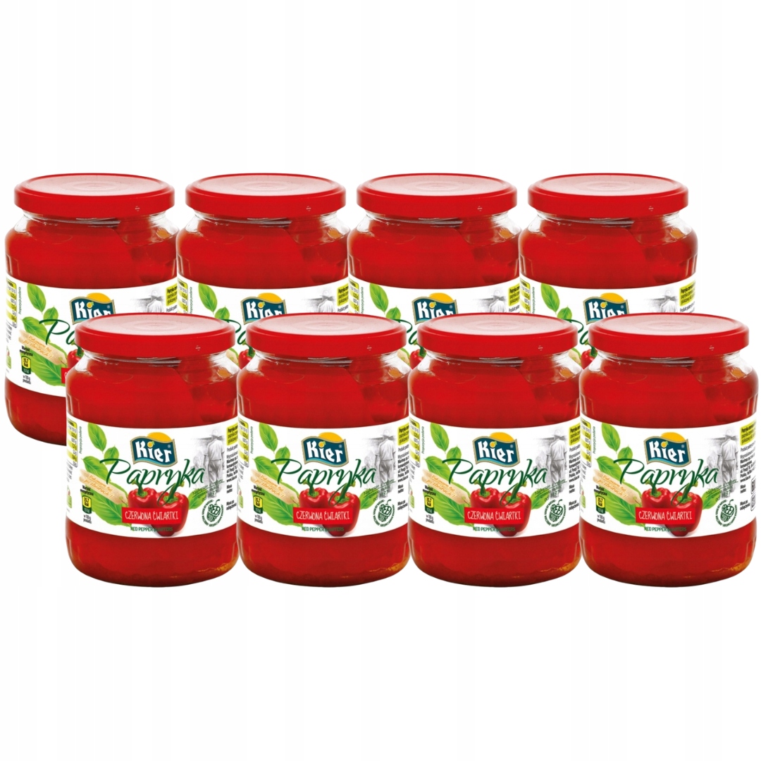 Levně Kier Paprika červená konzervovaná, čtvrtky 650 g x 8 kusů