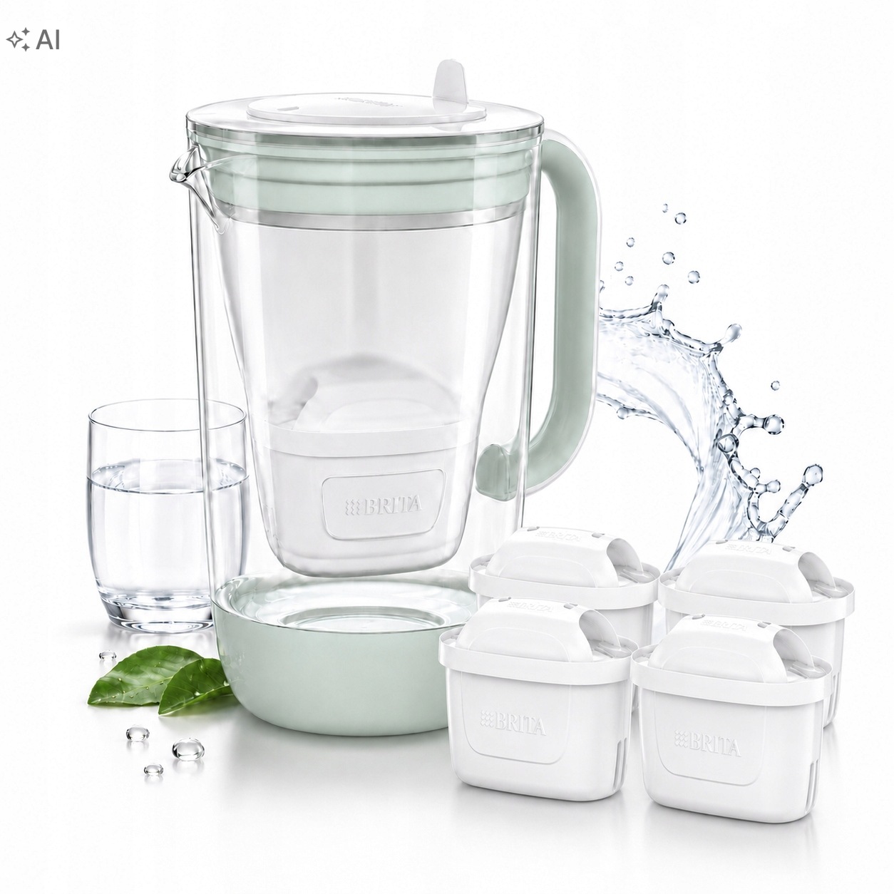 Filtračná kanvica na vodu Brita Glass 2,5 L 4x Náplň Maxtra Pro Mätová