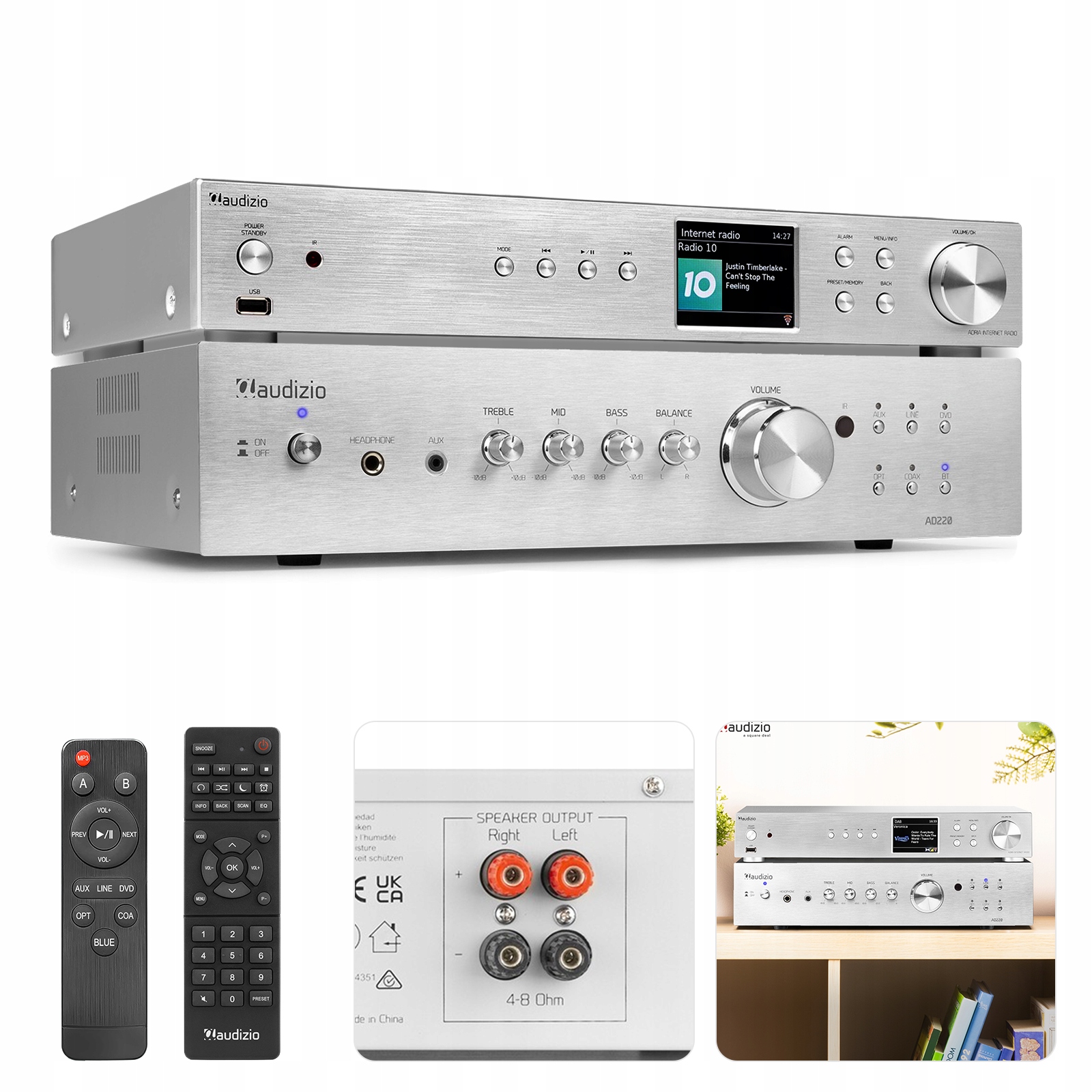 Wzmacniacz 2x200W radio internetowe WIFI DAB FM BT