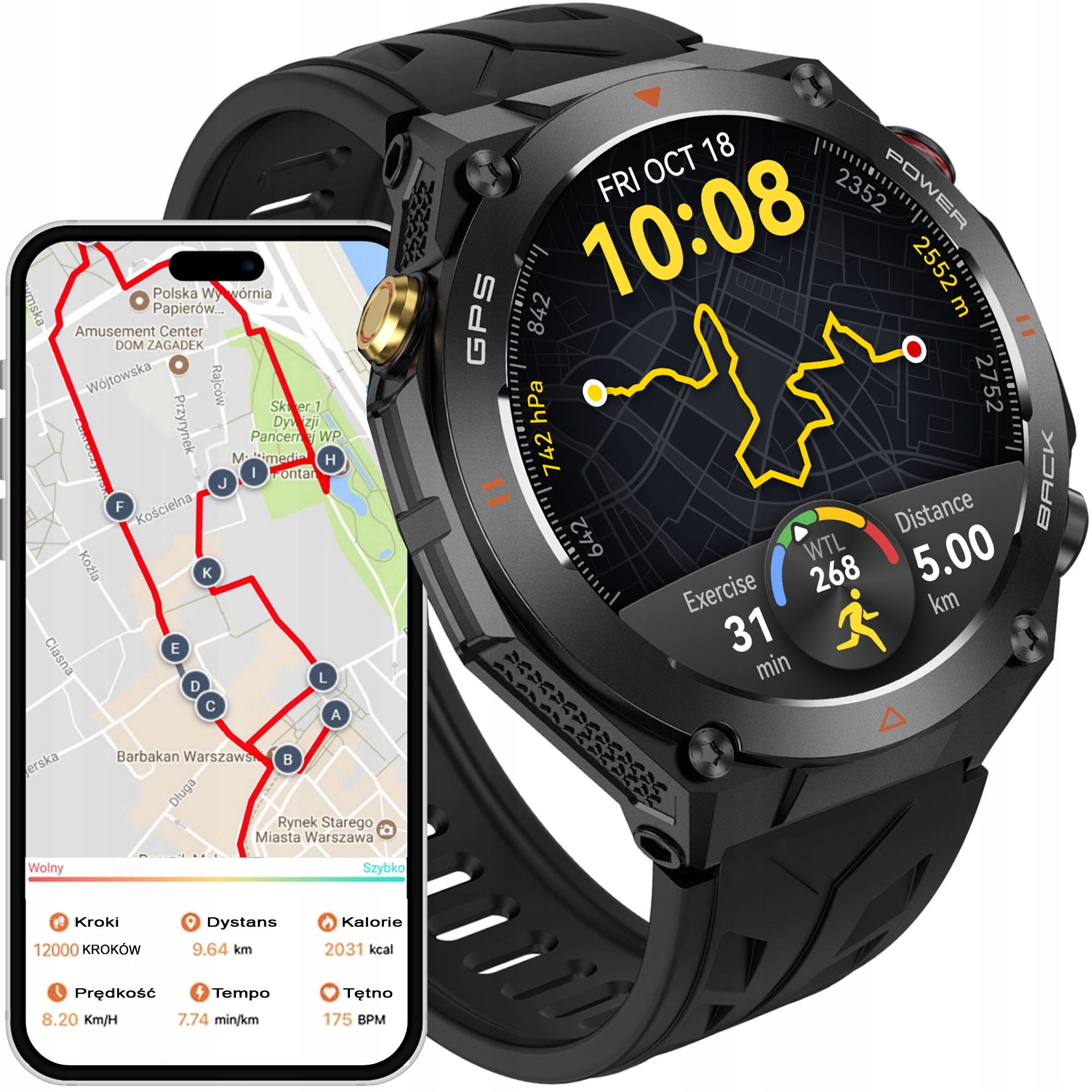 Pánské hodinky Chytré Hodinky Rbn s Gps, kompasem, barometrem a funkcí volání. Baterie 600 mAh.