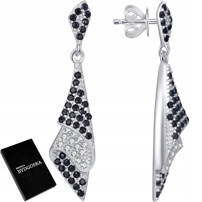 Stříbrné náušnice dámské černé závěsné stříbro 925 tyčinky šroubky