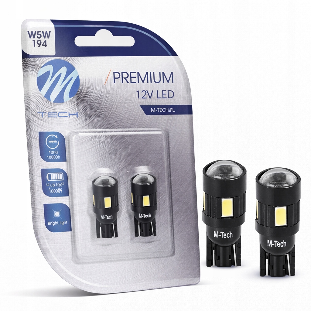 Żarówki samochodowe W5W Led 12V 6xSMD5630 Led Canbus *białe* M-tech 2szt.