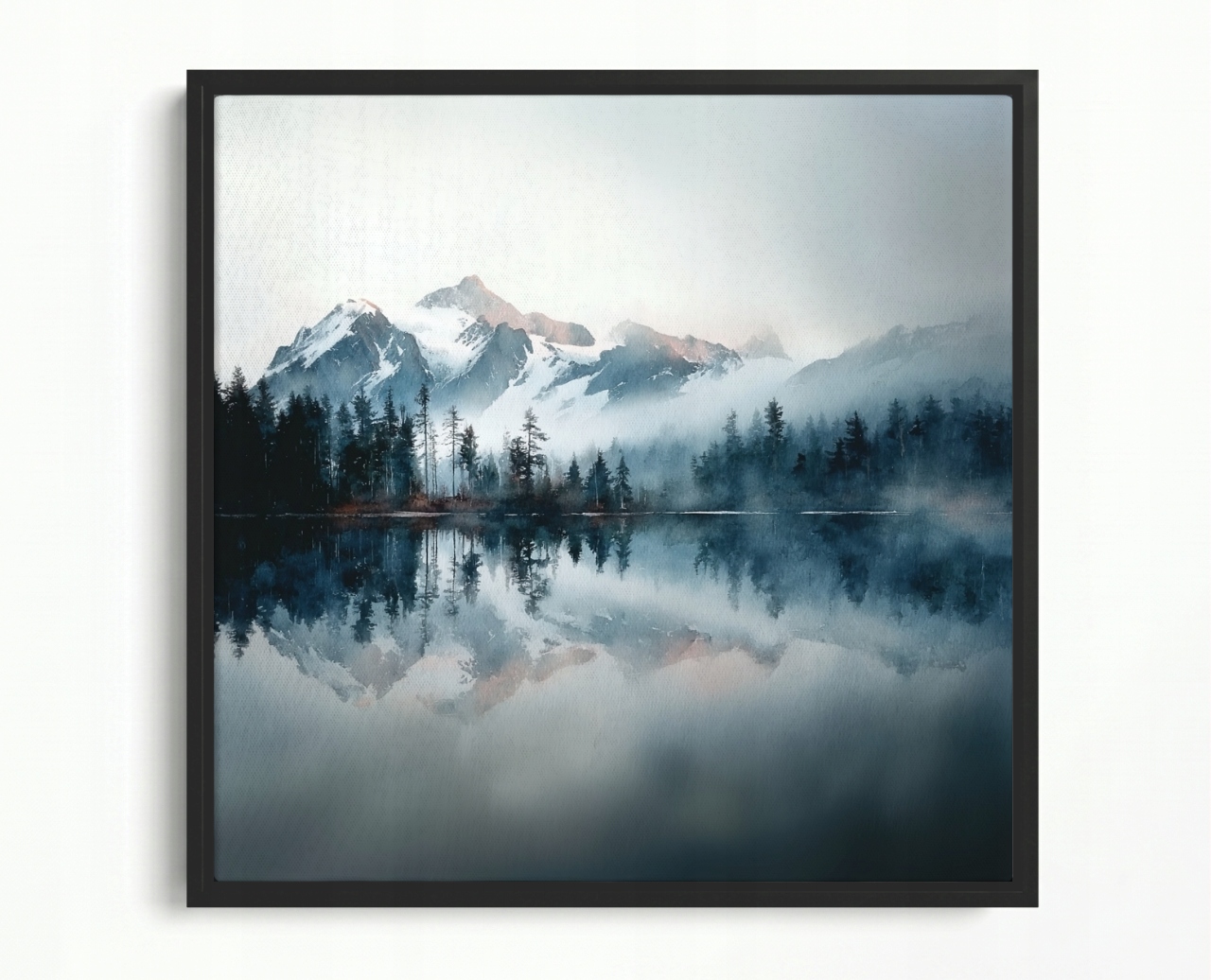 Obraz Rám Americký Box Hory Jezero Odraz Mlha Krajina Zen 50x50