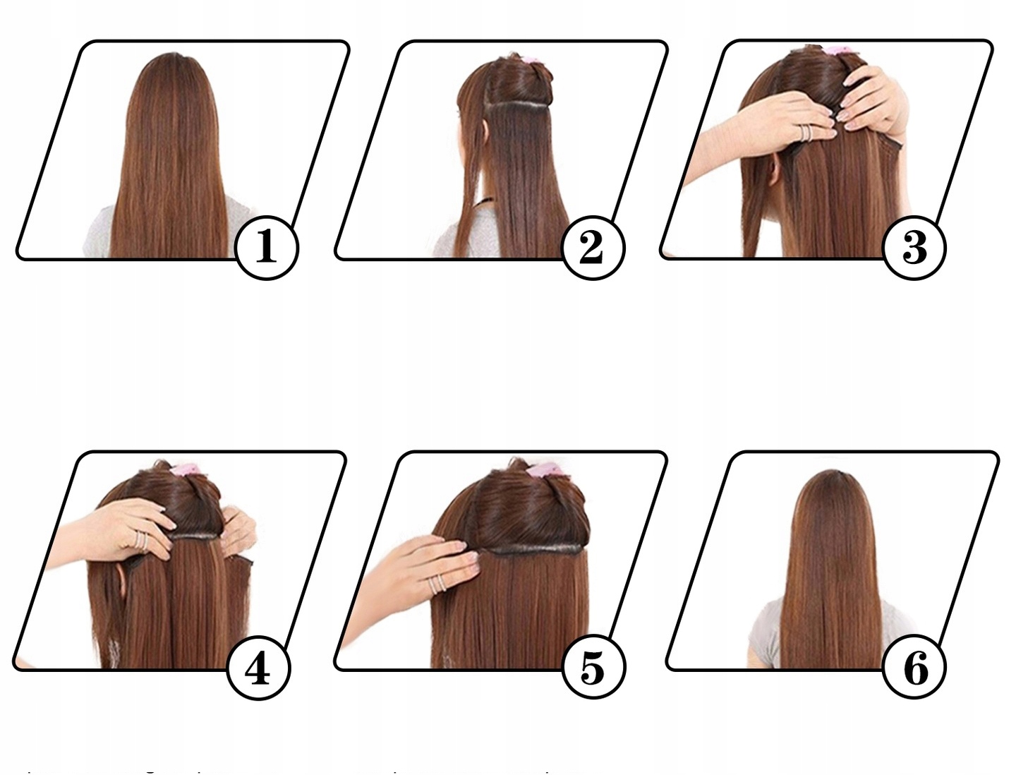 Proste Długie SYNTETYCZNY WŁOSY DOCZEPIANE CLIP IN 60CM Brąz Marka bez marki