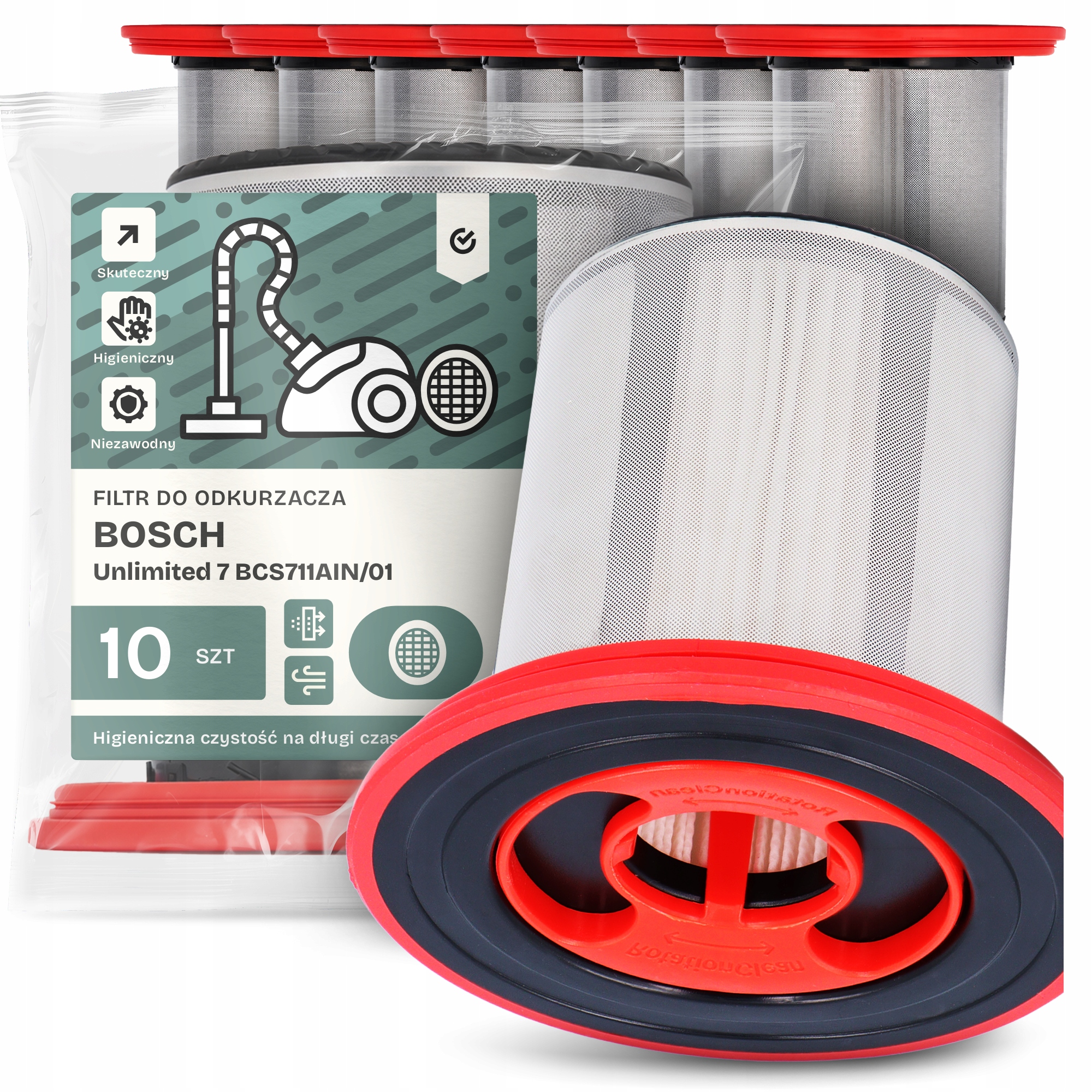 10 x Vzduchový Filtr pro Vysavač Bosch Unlimited 7 BCS711AIN/01 Hepa Em-w