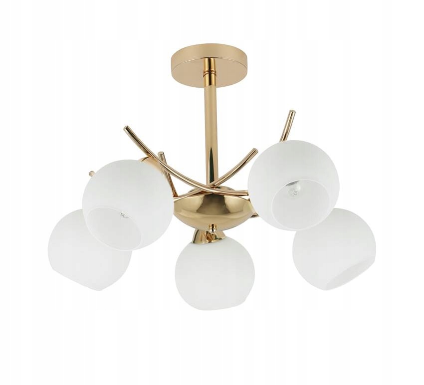 Candellux Amos Lampa wiszaca złoty 5x40W E27 klosz biały 35-37497