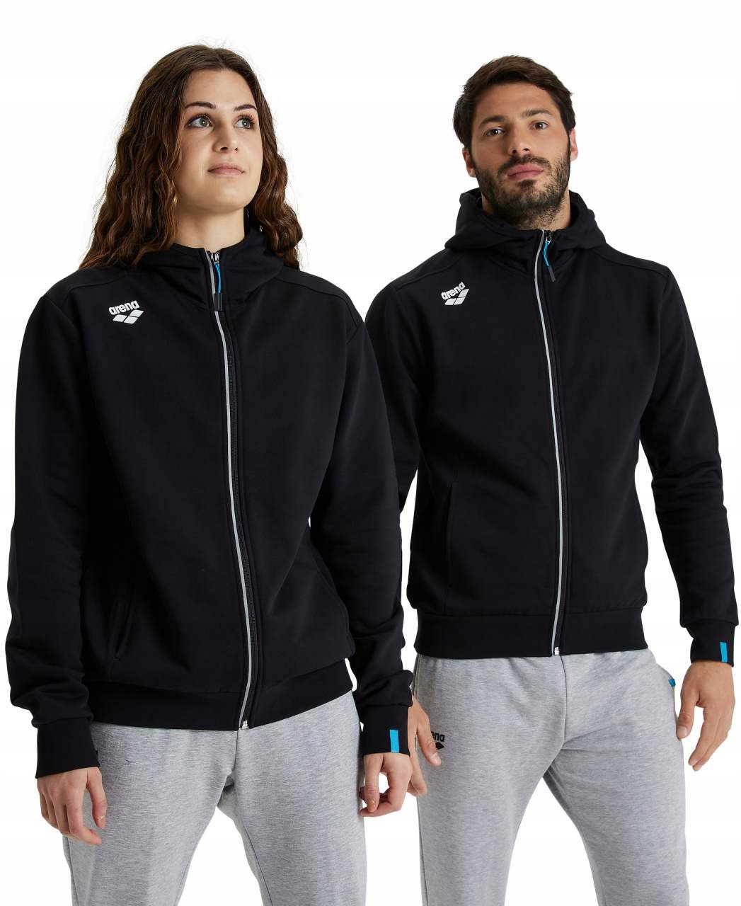 Rozepínací mikina s kapucí Arena Team Hooded Jacket Panel Black R.xs