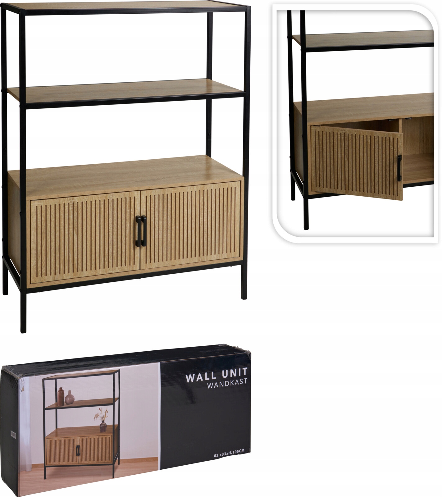 Regál s policami Mdf loft čierny, industriálne police, obývacia izba, chodba