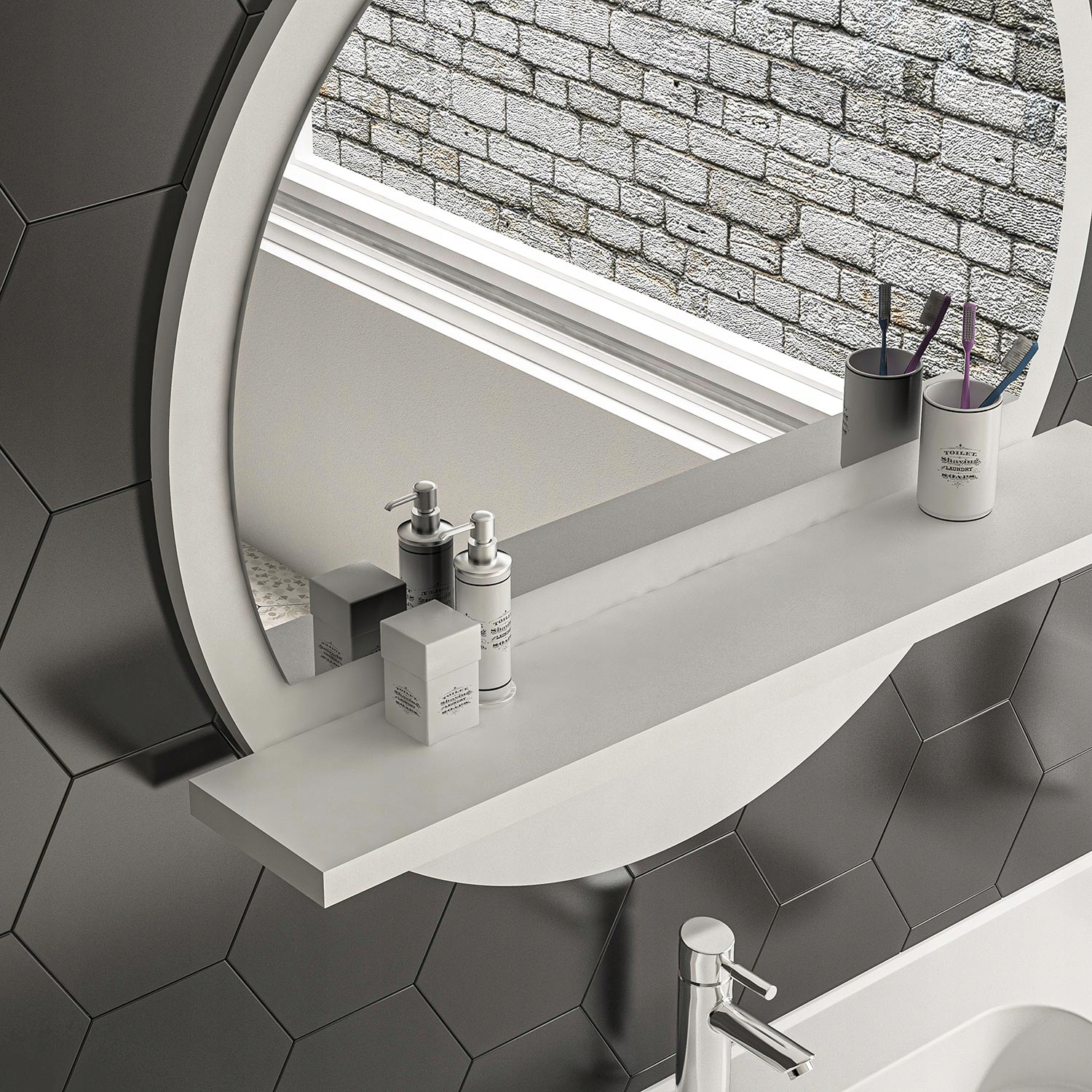 Lustro ścienne łazienkowe białe z półką 60 CM Marka Blue Cape