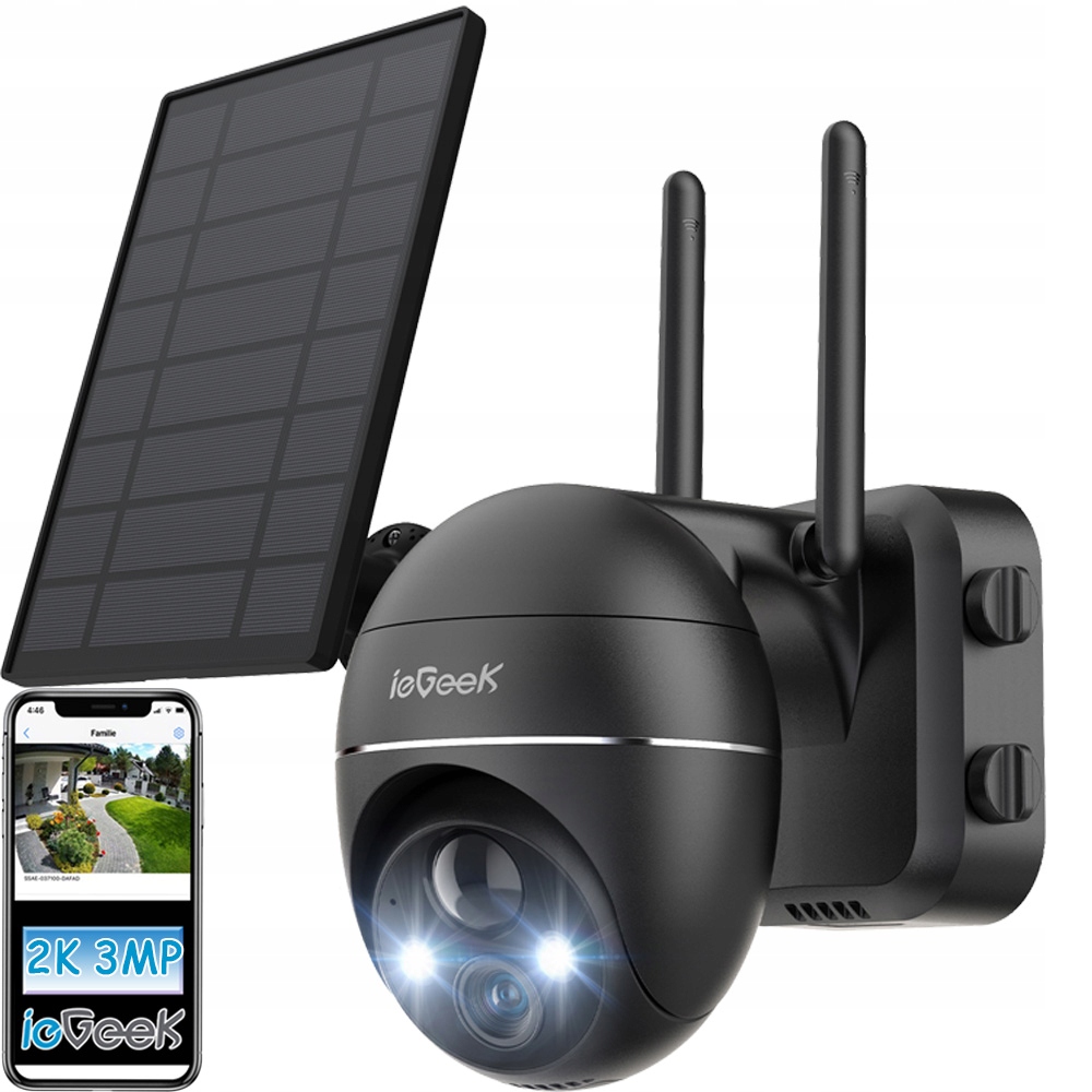 

Kamera Solarna Zewnętrzna WiFi Obrotowa Baterie 2K