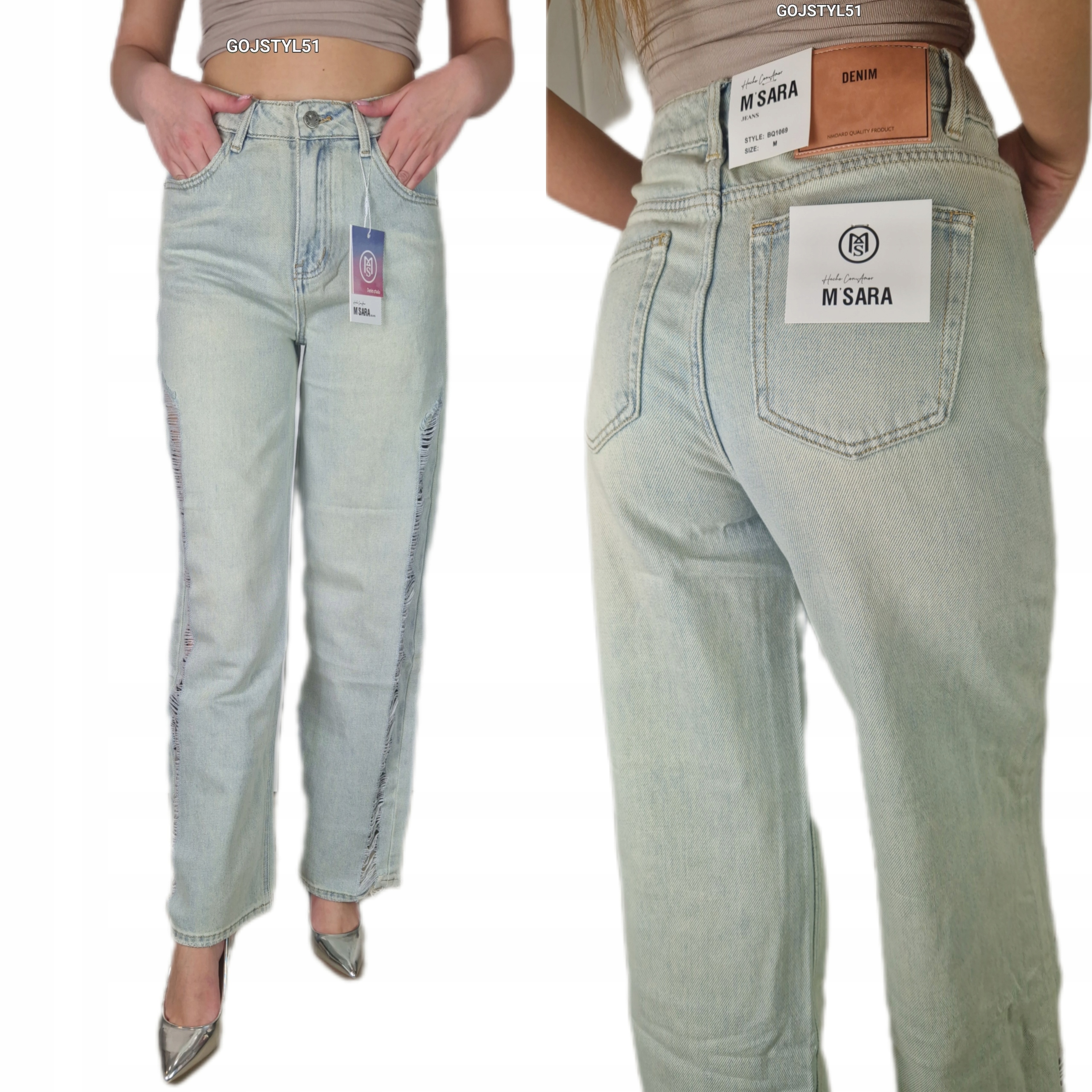 Dámské modré džíny s širokým zeštíhlujícím střihem