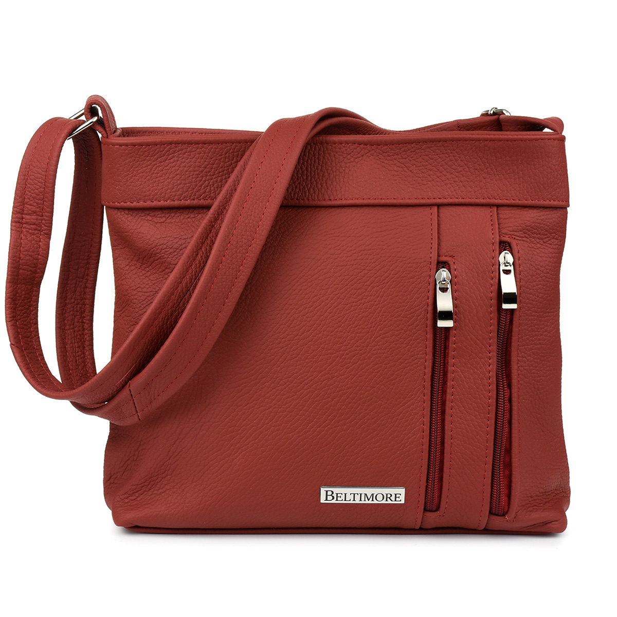 Kožená kabelka přes rameno dámská prostorná elegantní forma Beltimore