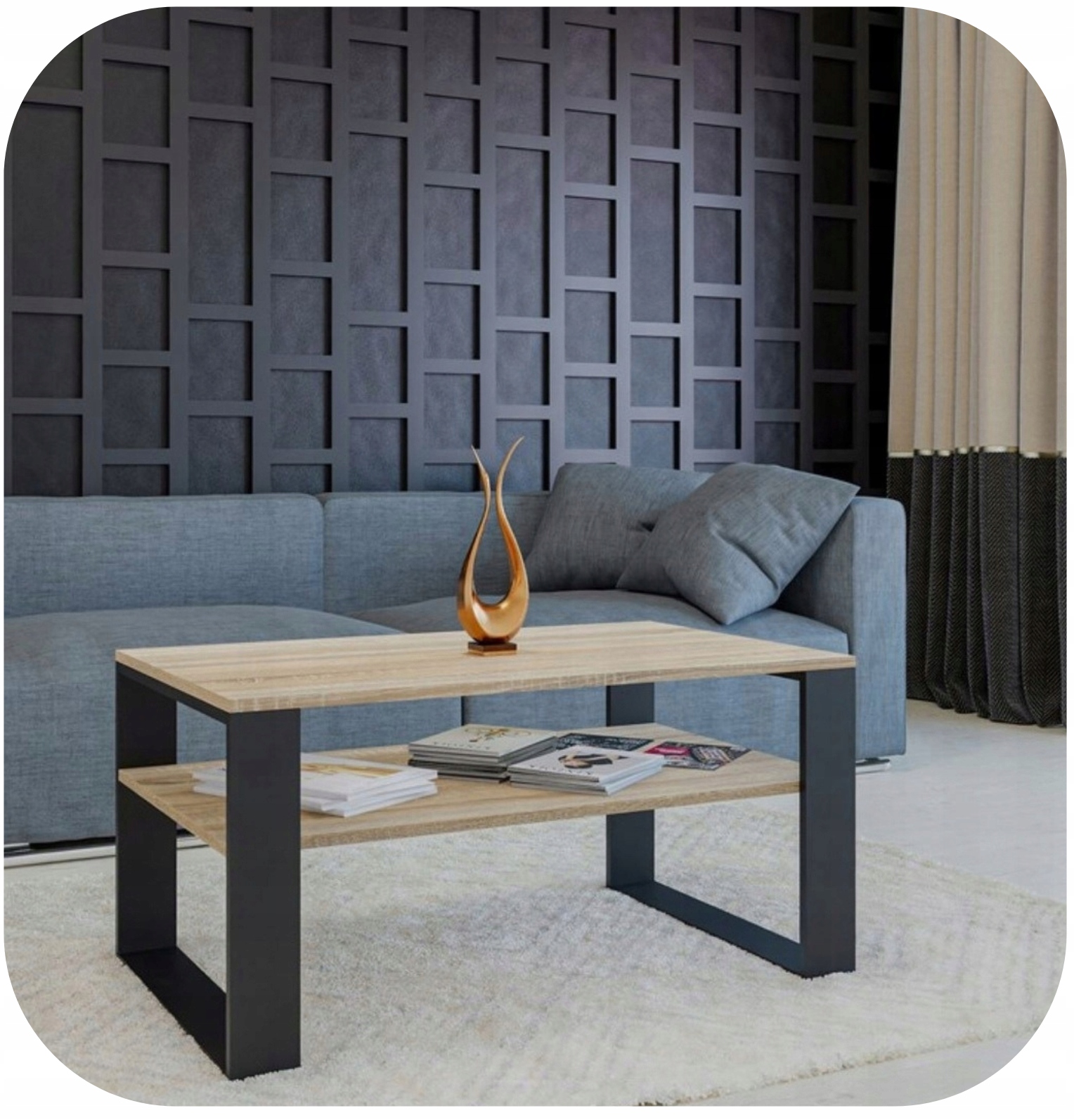 STOLIK KAWOWY ŁAWA MODERN PÓŁKI LOFT Typ stolik kawowy