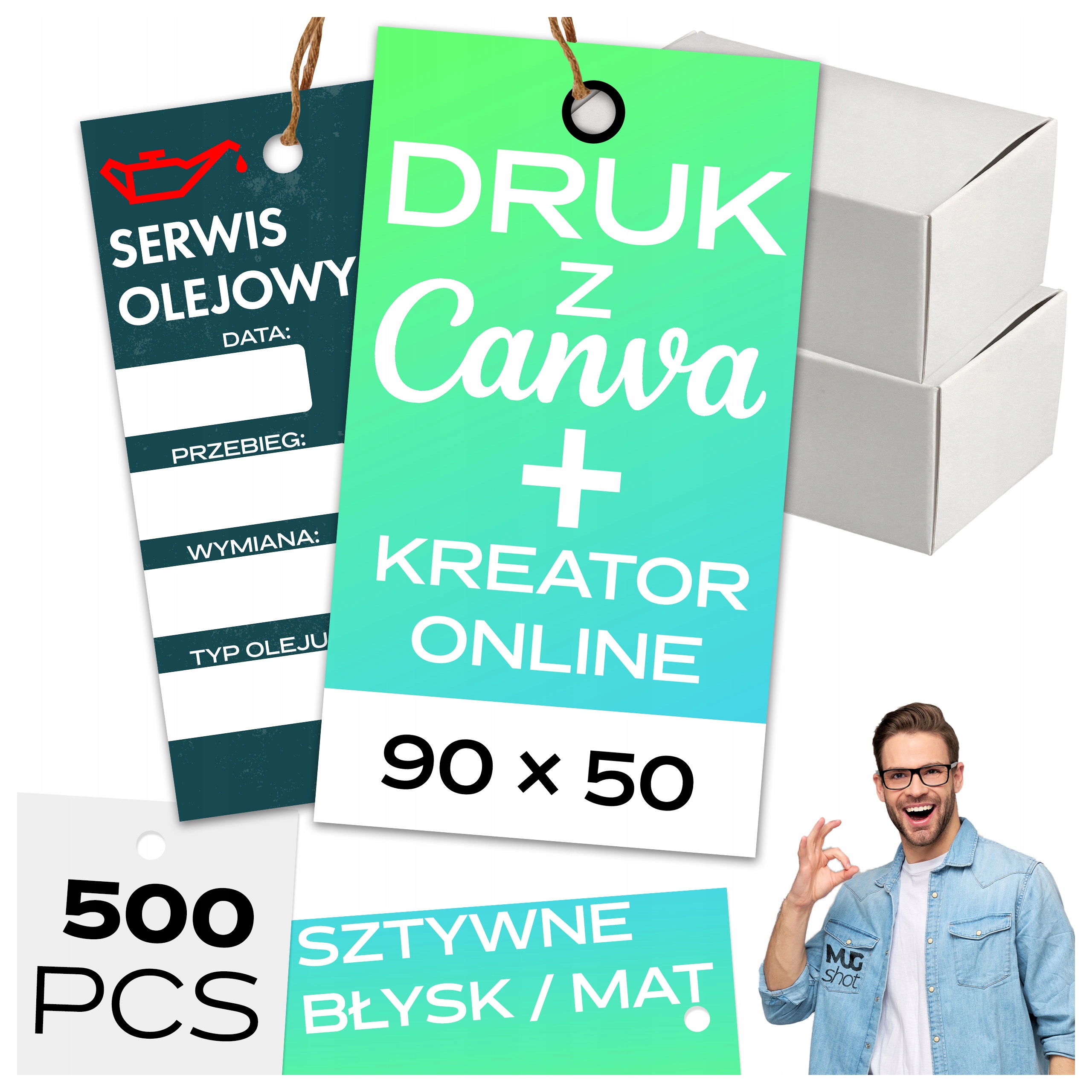 Zawieszki serwisowe zawieszka wymiana oleju filtrów 500 szt serwis etykiety