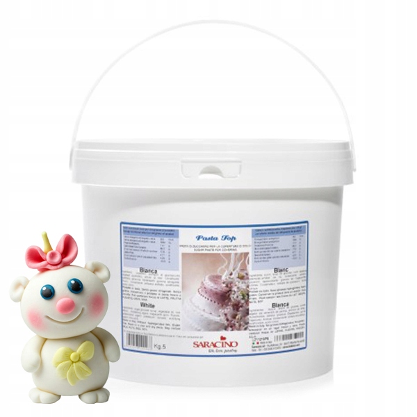 Masa cukrowa Biała Lukier plastyczny do modelowania Saracino 5 kg