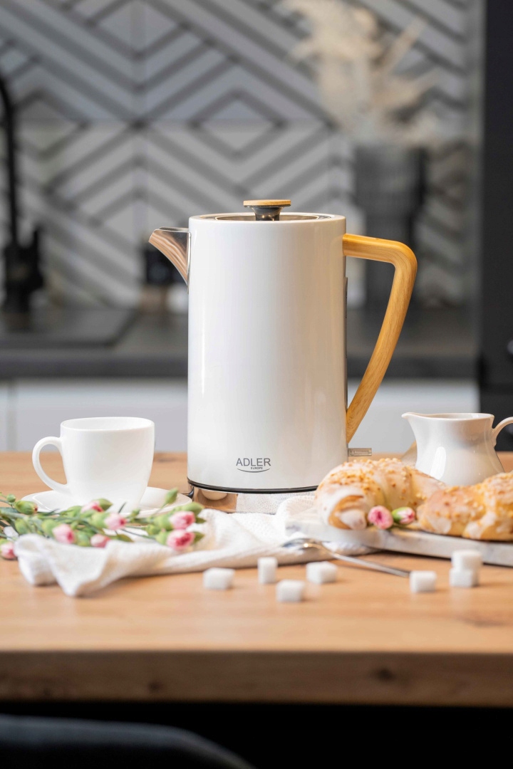 BIAŁY CZAJNIK ELEKTRYCZNY STRIX bezprzewodowy 1,7L 2200W STAL SZLACHETNA Grzałka płytowa