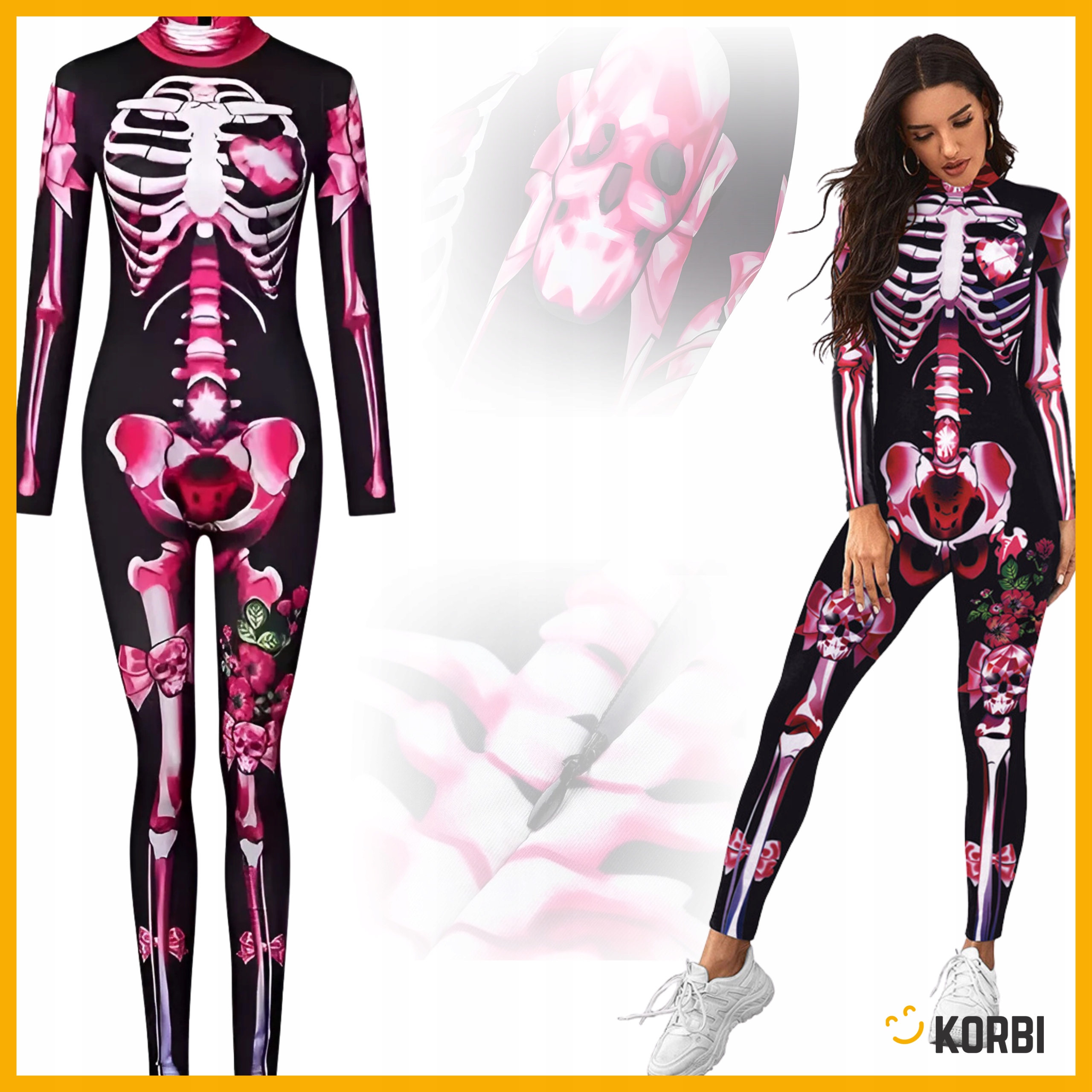 KOSTIUM SZKIELETORKA STRÓJ KOŚCIOTRUP KOSTIUM COCO HALLOWEEN KARNAWAŁ Marka Korbi