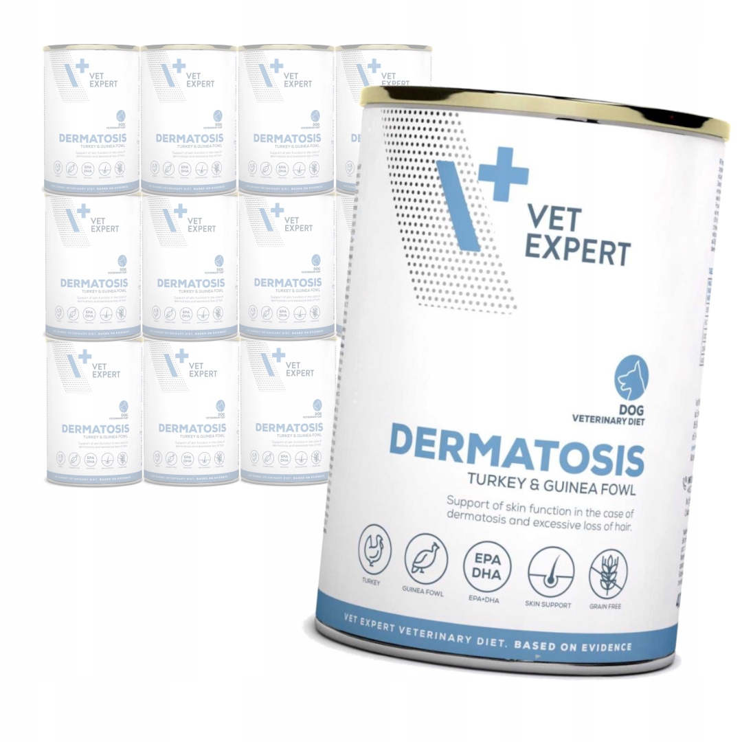 Levně VetExpert Dermatosis Krůta Perlička 12x400g Vlhké Krmivo