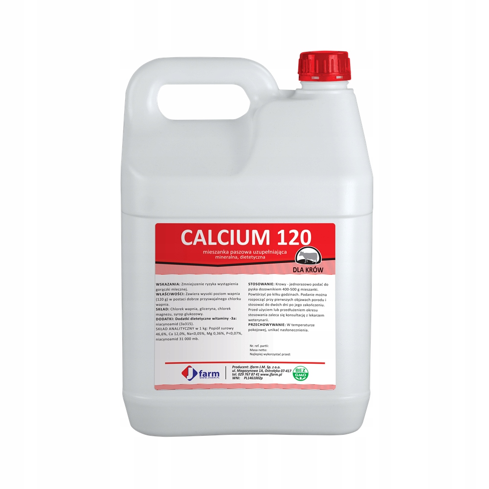

Calcium 120 5 kg 5 L Jfarm Wapń dla krów mlecznych