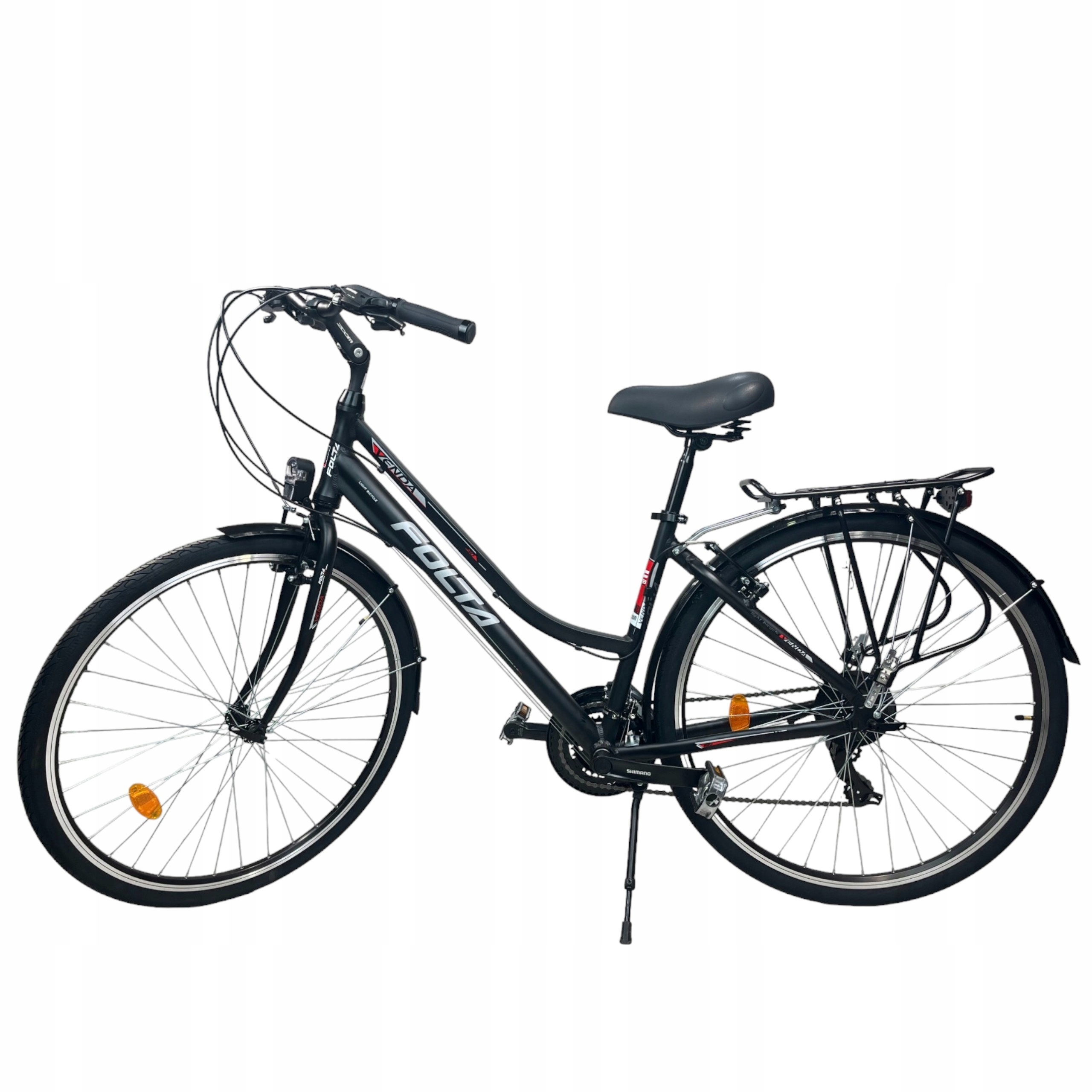 Damski Rower Miejski Folta Venda 17,5"/28" Full Shimano Czarny-czerwony