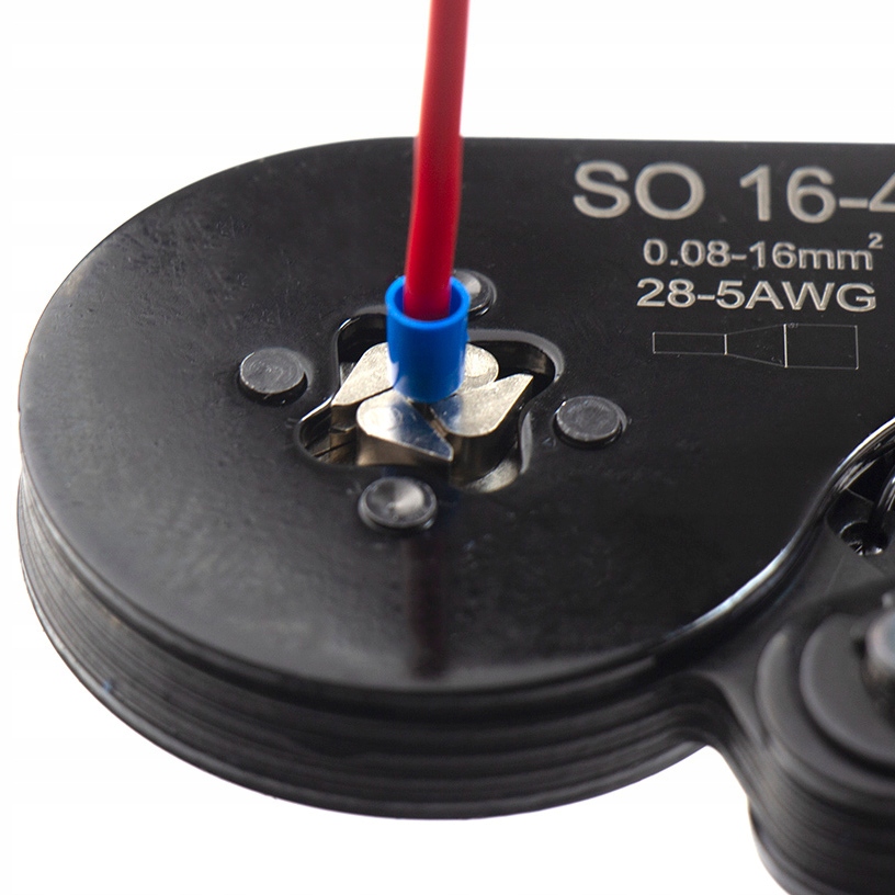 ZACISKARKA PRASKA TULEJEK DO KABLI KONEKTORÓW 0.08mm²-16mm² 28-5 AWG Minimalny przekrój przewodu 0.08 mm²