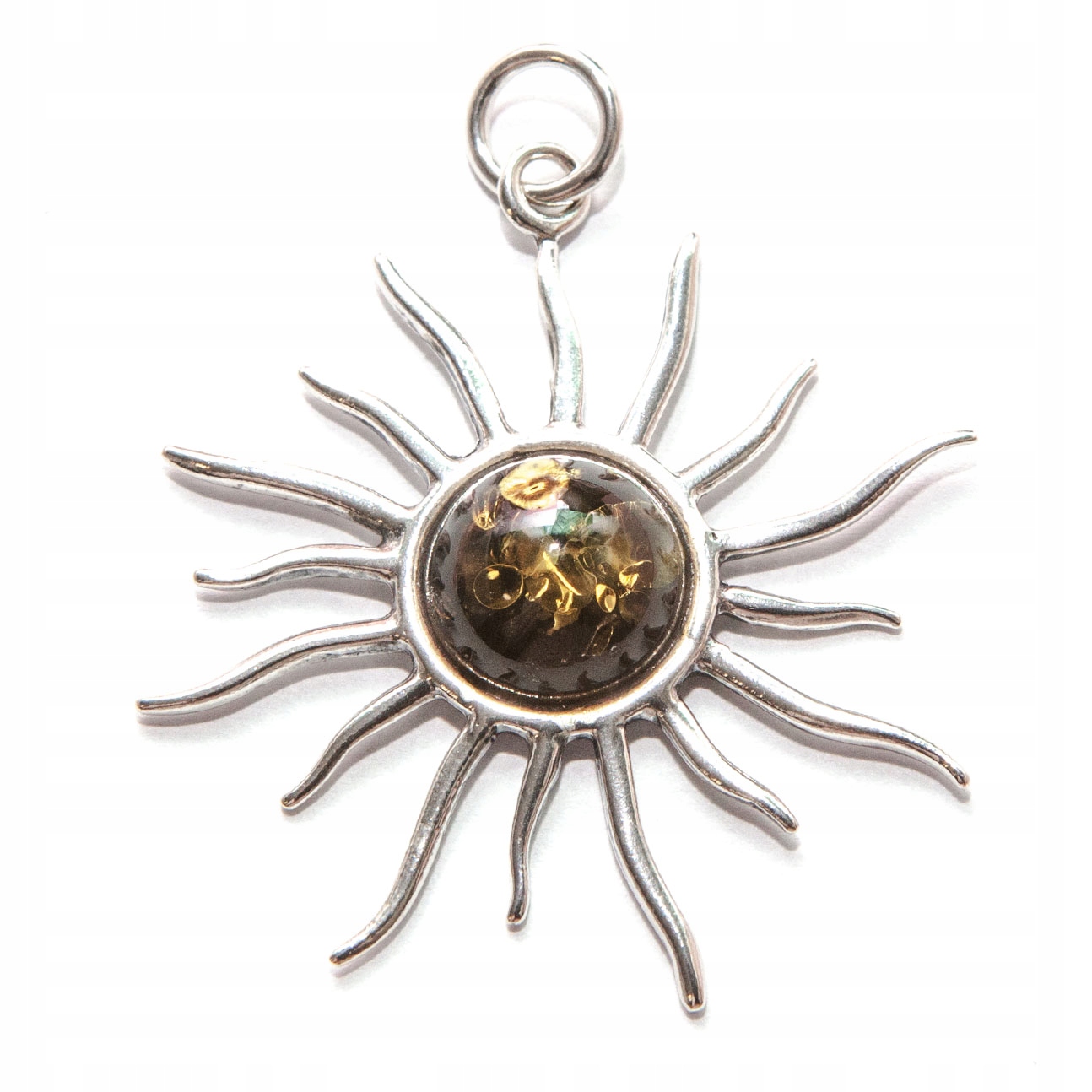 Stříbrný přívěsek s jantarem slunce jantar přírodní zelený stříbro 925