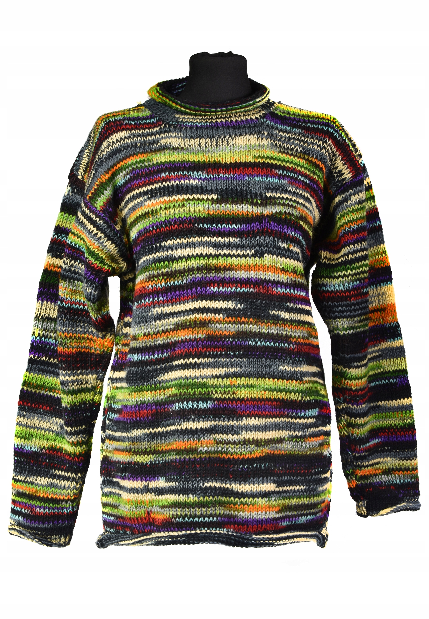 Vlněný svetr Nepal barevný Teplý Boho styl