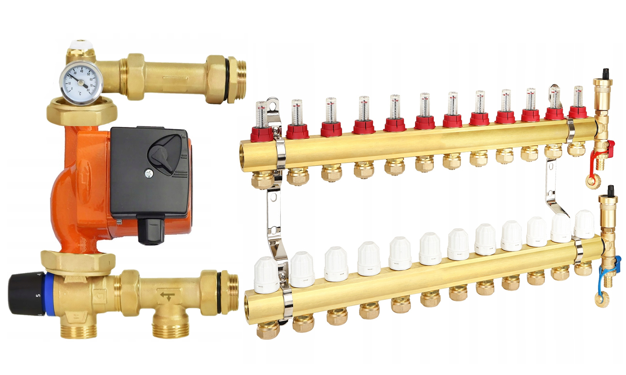 Rozdělovač 12 Okruhů Podlahového Vytápění Pro Podlahovou Skupinu Čerpadel