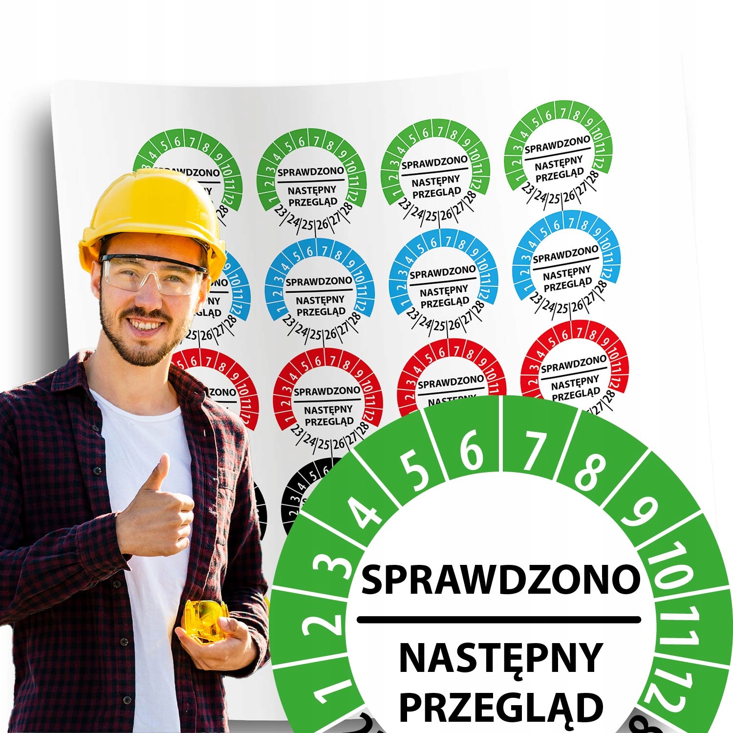 Naklejka inspekcyjna, kontrolka 20 mm/108 szt. Y