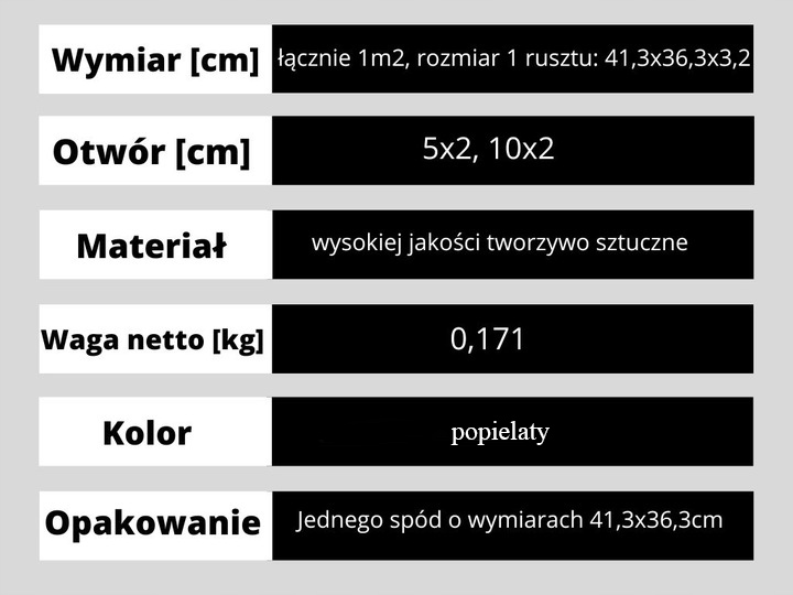 Ruszt do cel lęgowych 41,3x36,3 wzmocniony, popiel EAN (GTIN) 5907559814100