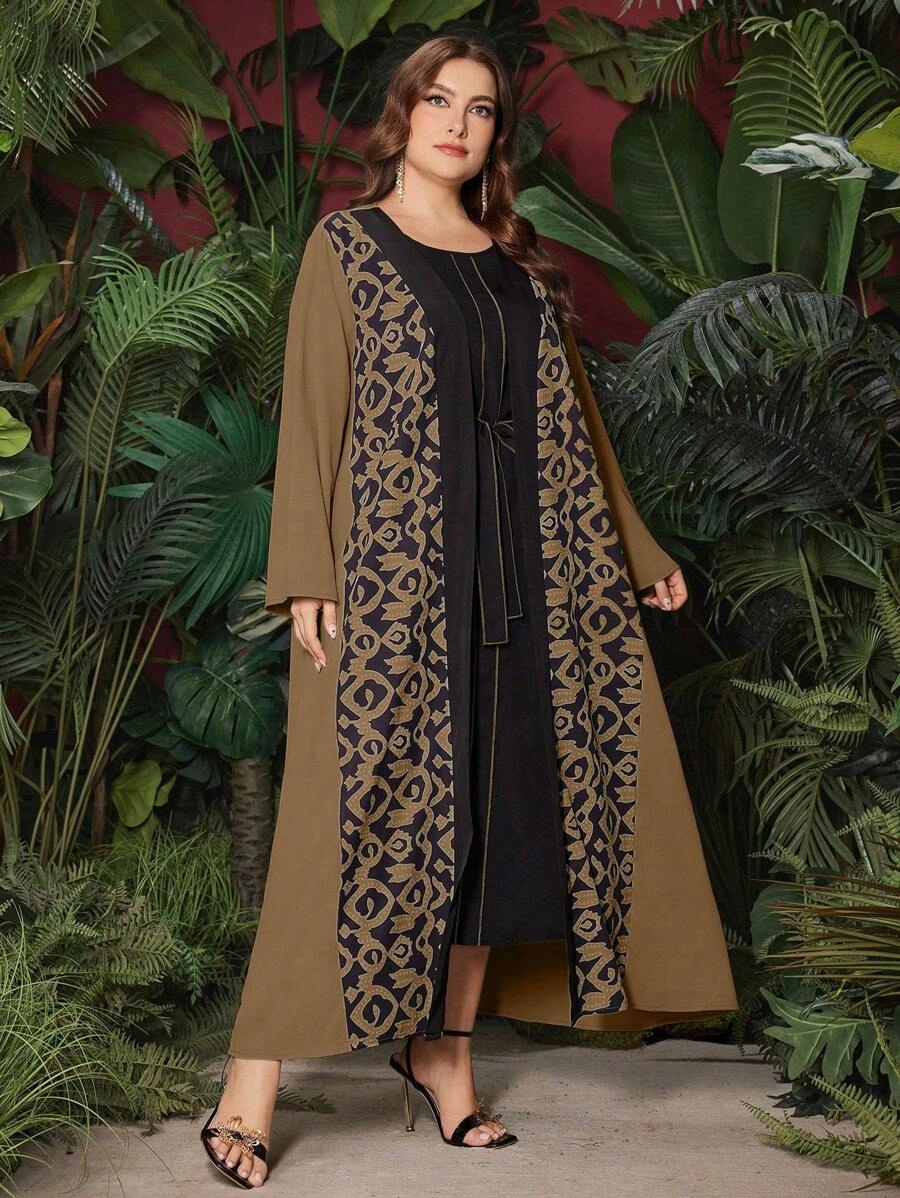 Šaty V Arabském Stylu Dvoudílné Maxi Elegantní Abaya Shein XXL