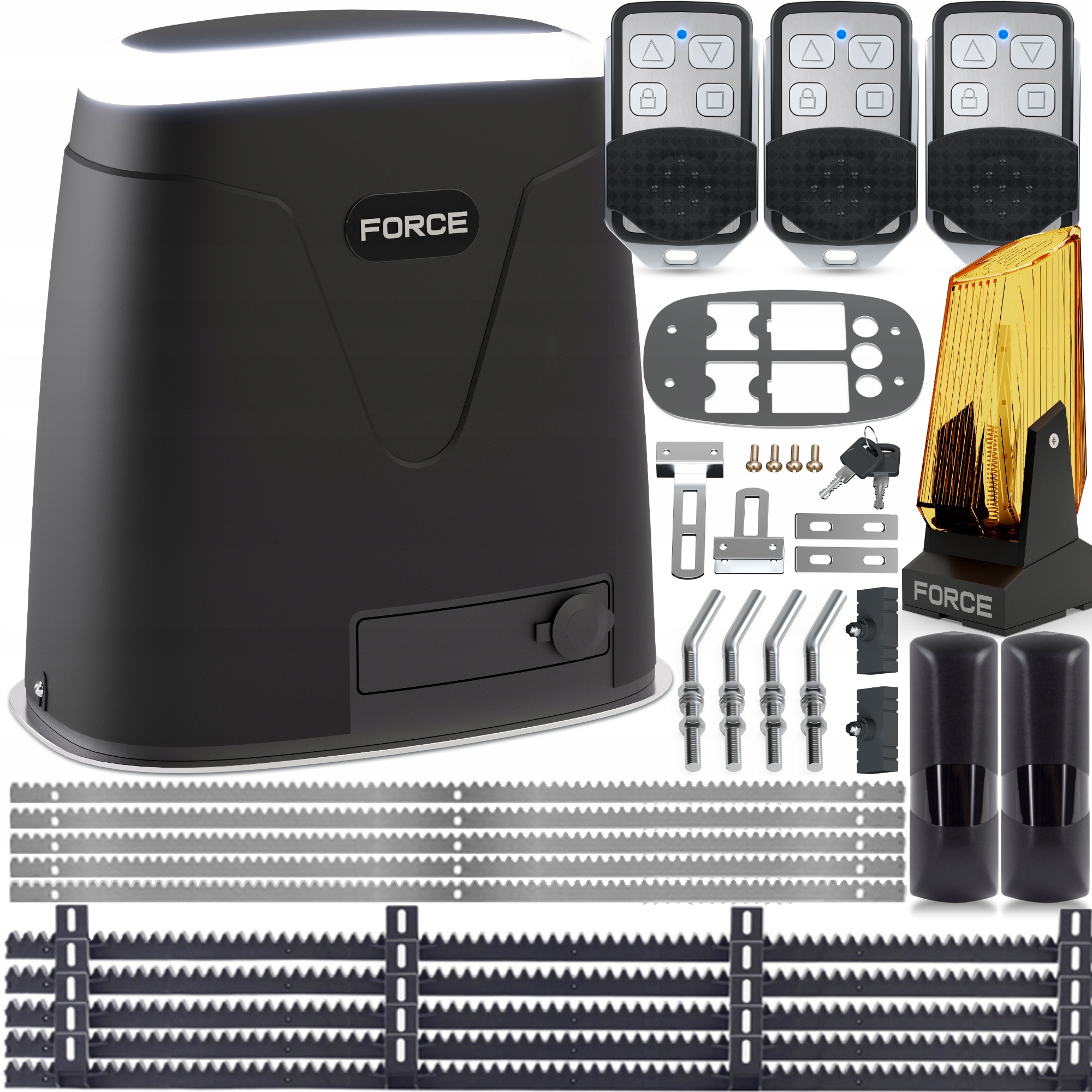 Force Pohon Pro Posuvné Brány do 800 kg, 3x Pilot, Led Lampa