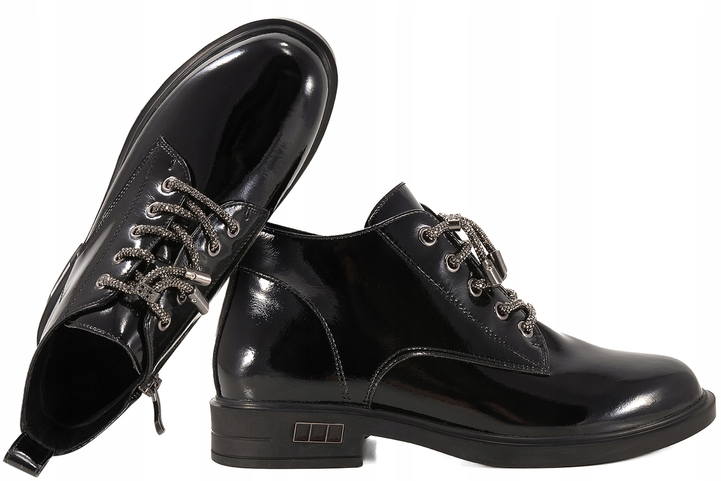 D&a S.barski MR52-124 Dámské Boty Kotníkové Boty Lakovaná Kůže 36 Černá
