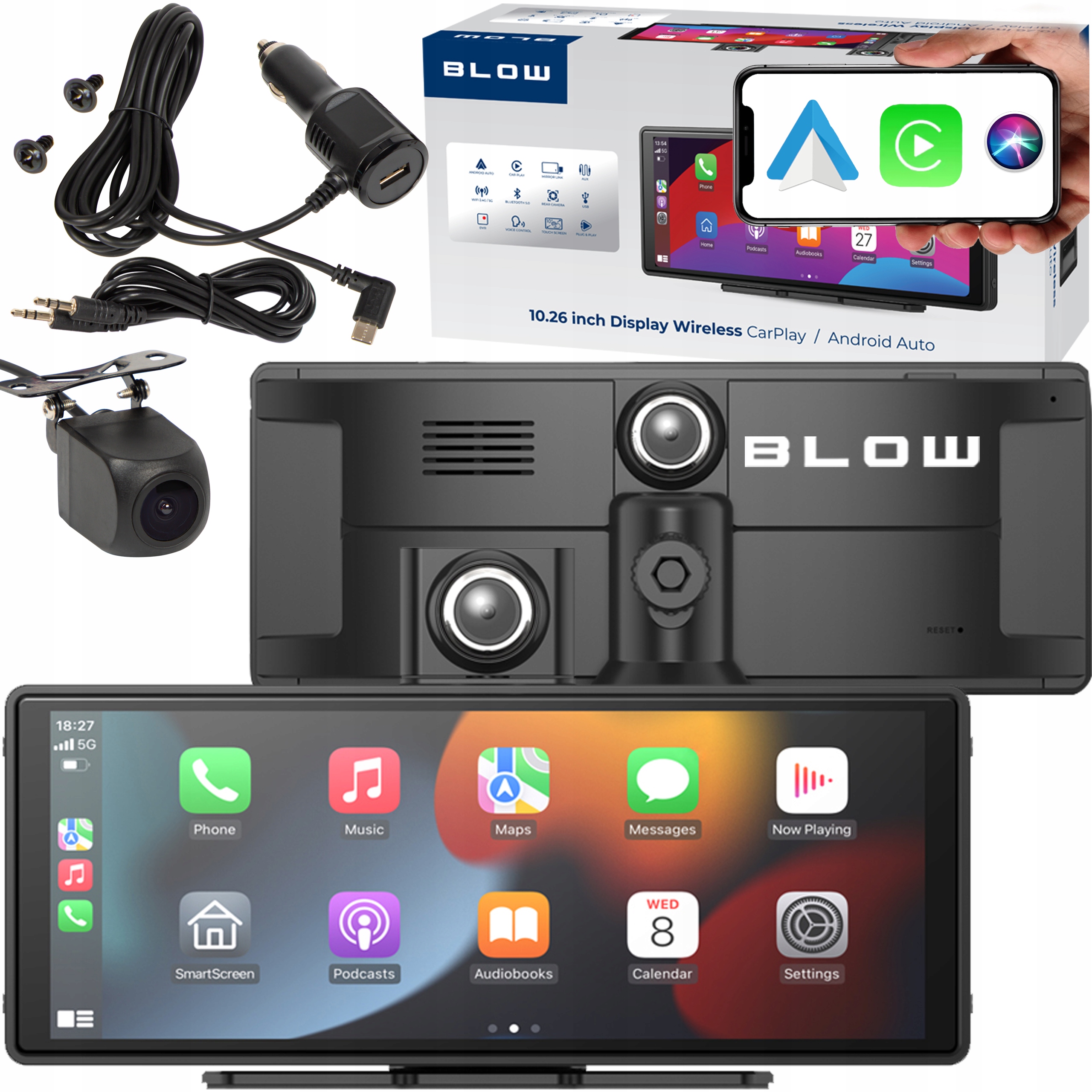 Radio Monitor Automobilový Multimediální Android Auto Carplay Siri Kamera