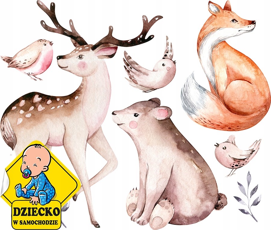 

XL Naklejki na ścianę Sarna Miś Zwierzęta 115x135