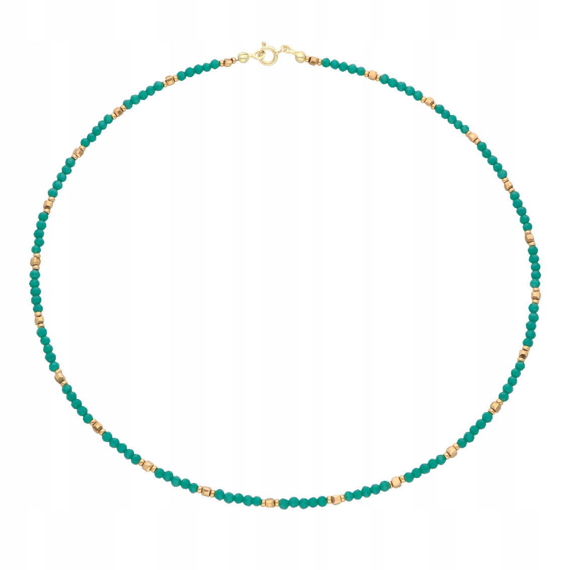 Náhrdelník se zelenými krystaly a hematitem, stříbro