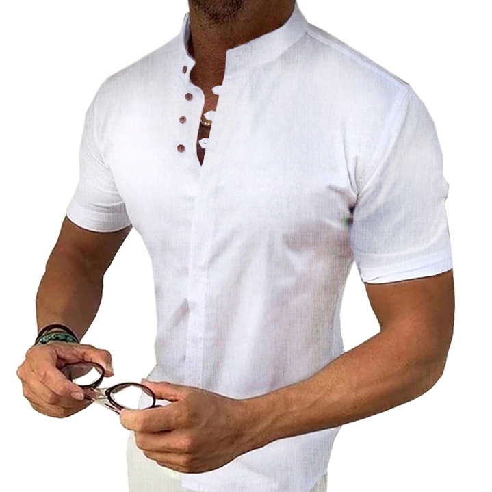 Pánská košile Stojka Casual Lněná Len Bavlněná Regular Prodyšná