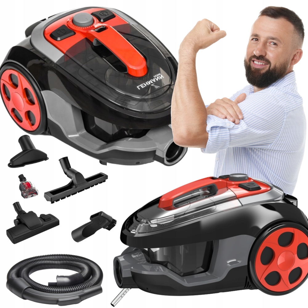 Silný Vysavač bezsáčkový Vysavač Turbokartáč 4000 W Hepa Tichý