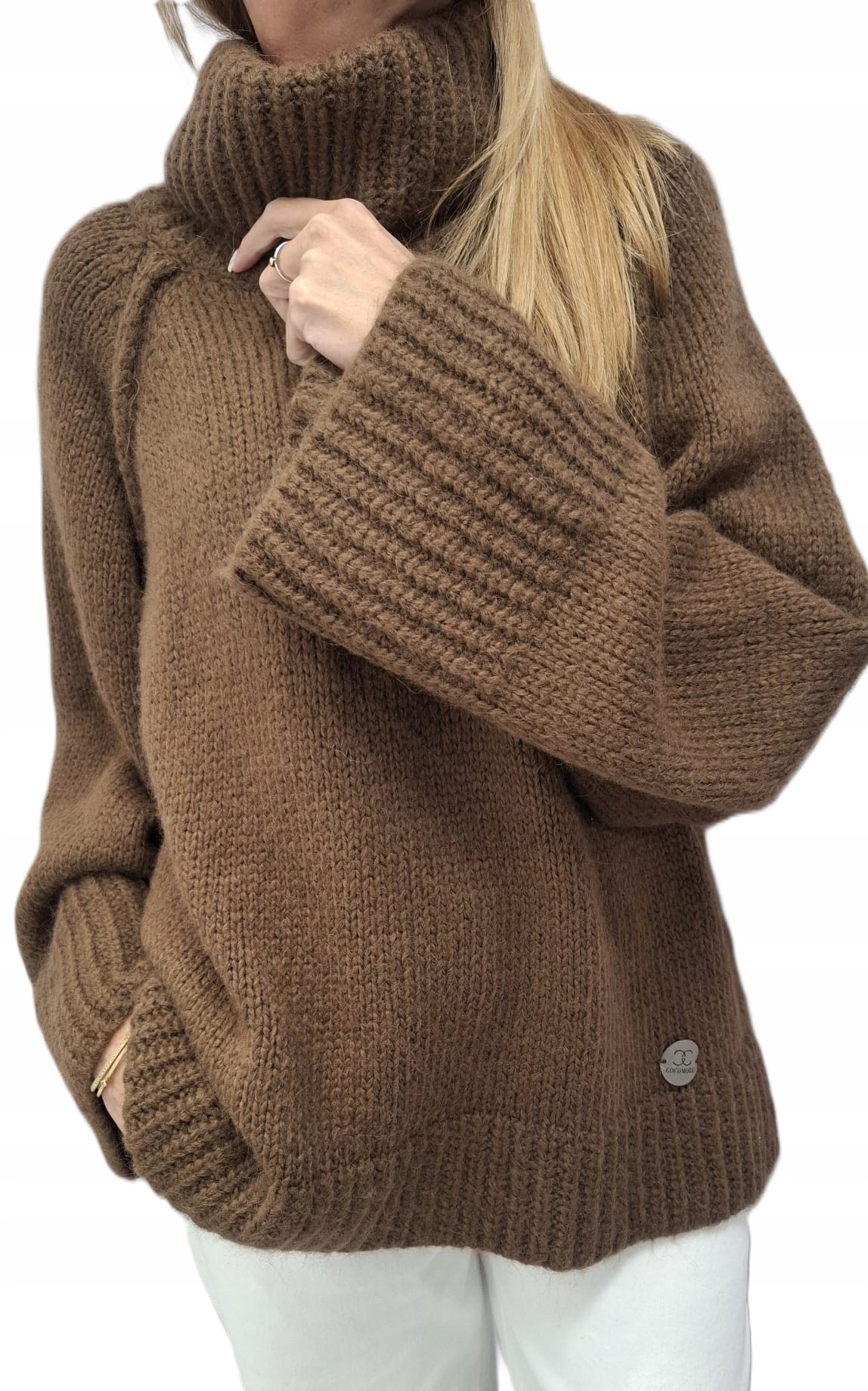 Cocomore Svetr Golf s vlnou Oversize Hnědý New