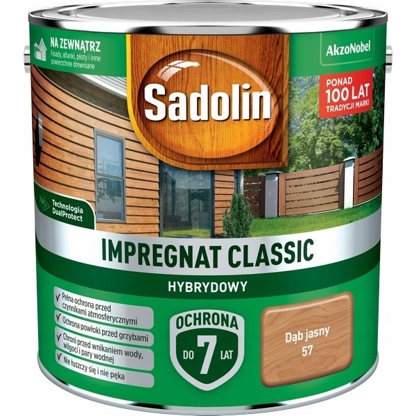 Impregnat do drewna Sadolin Classic Dąb jasny 2,5 l rozpuszczalnikowy