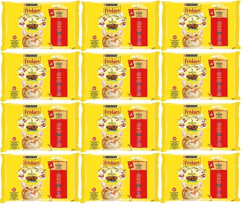 Purina Friskies mokré krmivo pro kočky mix masových příchutí v omáčce 48x85 g