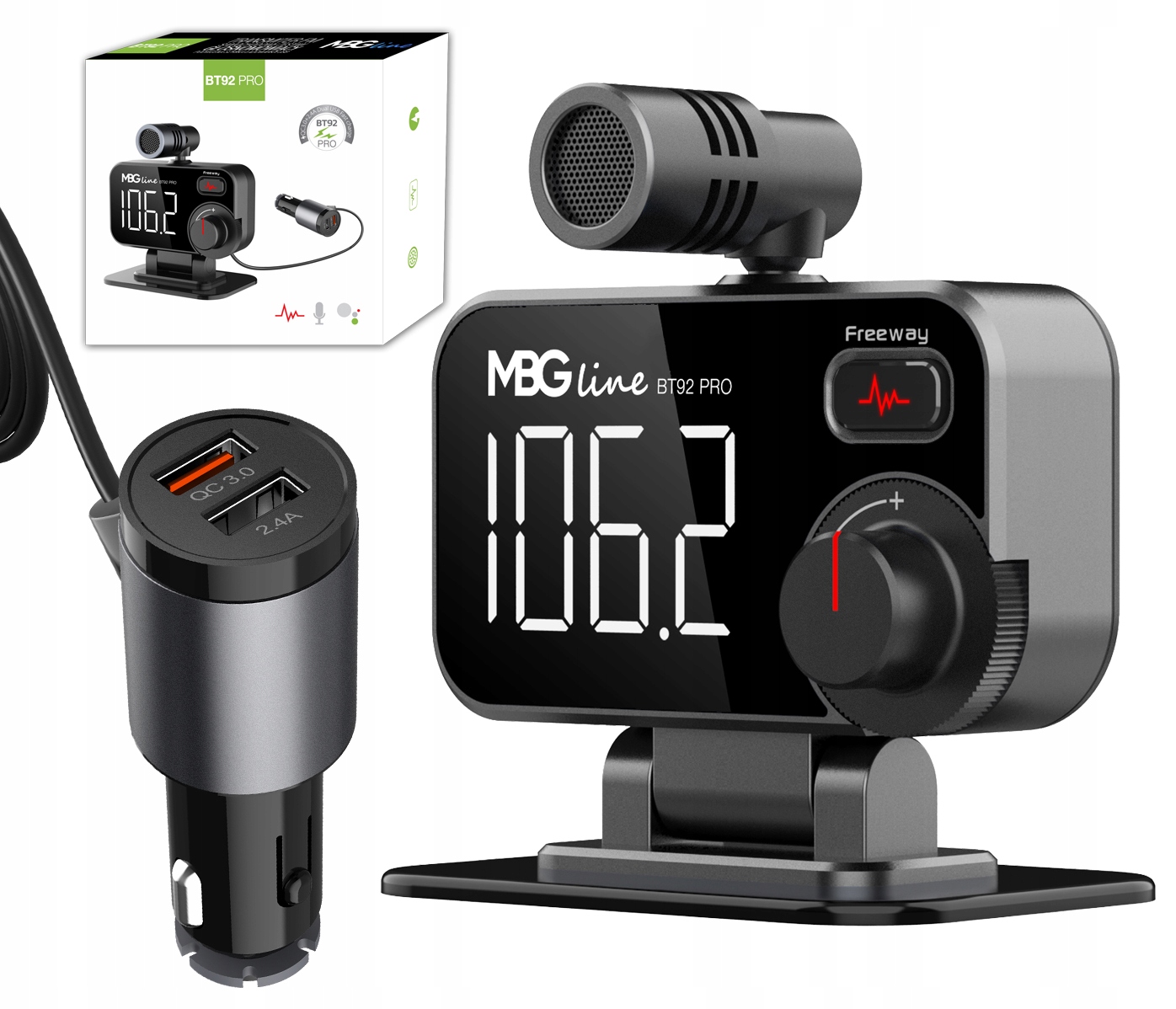 

Transmiter Fm Bluetooth 5.0 ładowarka Usb Qc 3.0