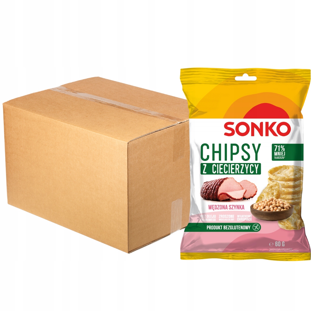 Sonko Chipsy z ciecierzycy wędzona szynka 60 g x 20 sztuk