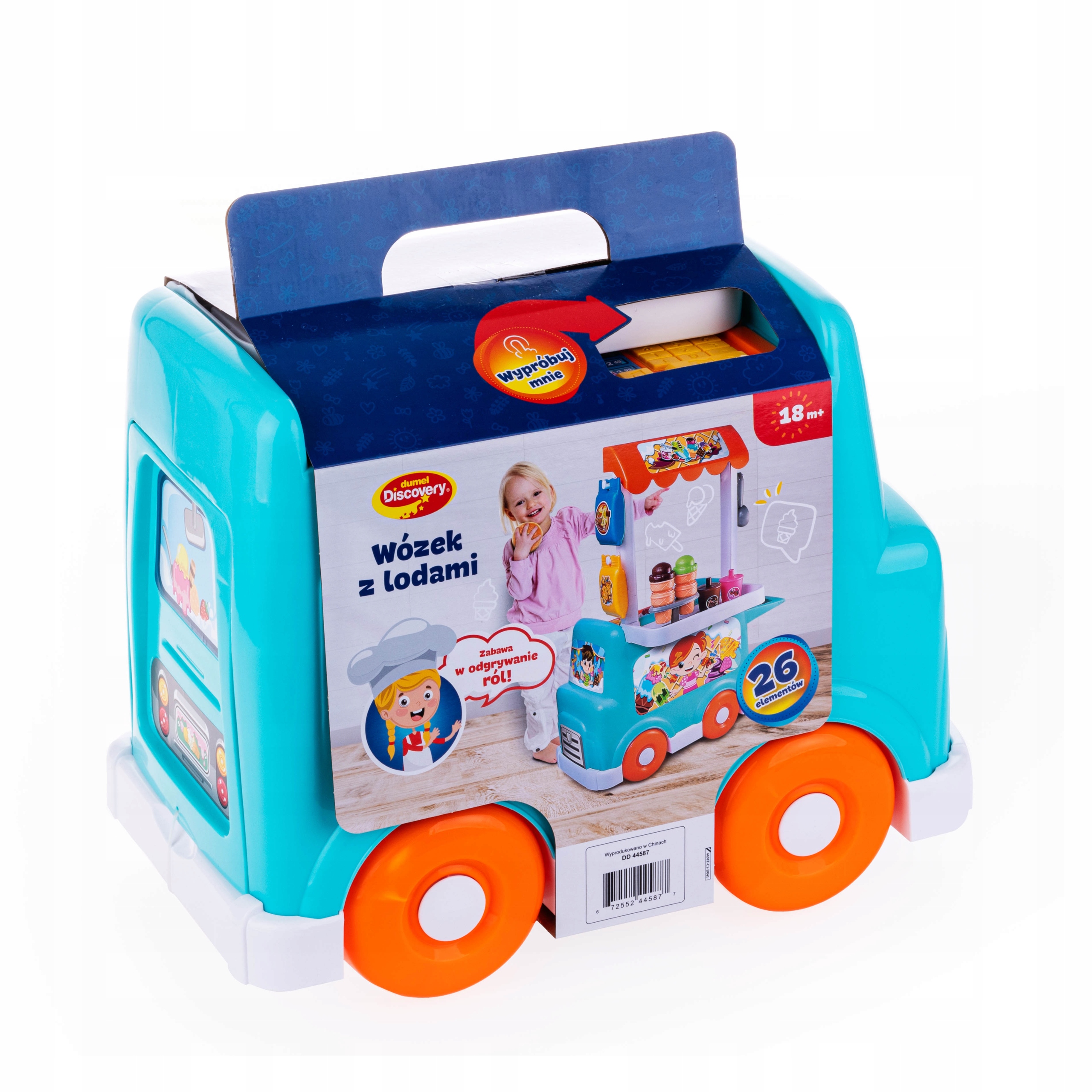 DUMEL WÓZEK Z LODAMI AKCESORIA KASA FOODTRUCK melodie lody 18m+ 44587 Certyfikaty, opinie, atesty CE