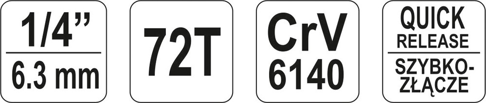 GRZECHOTKA WYGIĘTA 1/4'' YATO YT-0730 Rodzaj klucza grzechotka