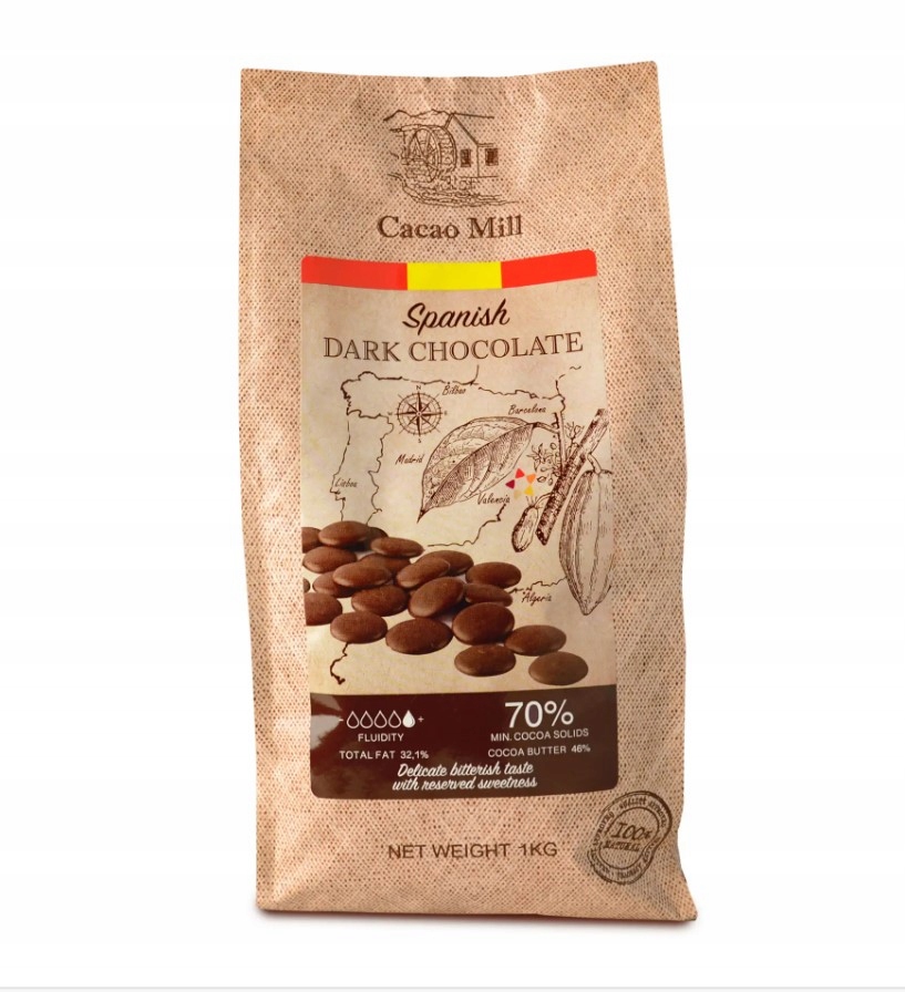 Levně Hořká Čokoláda španělská 70% Cacao Mill 1 kg