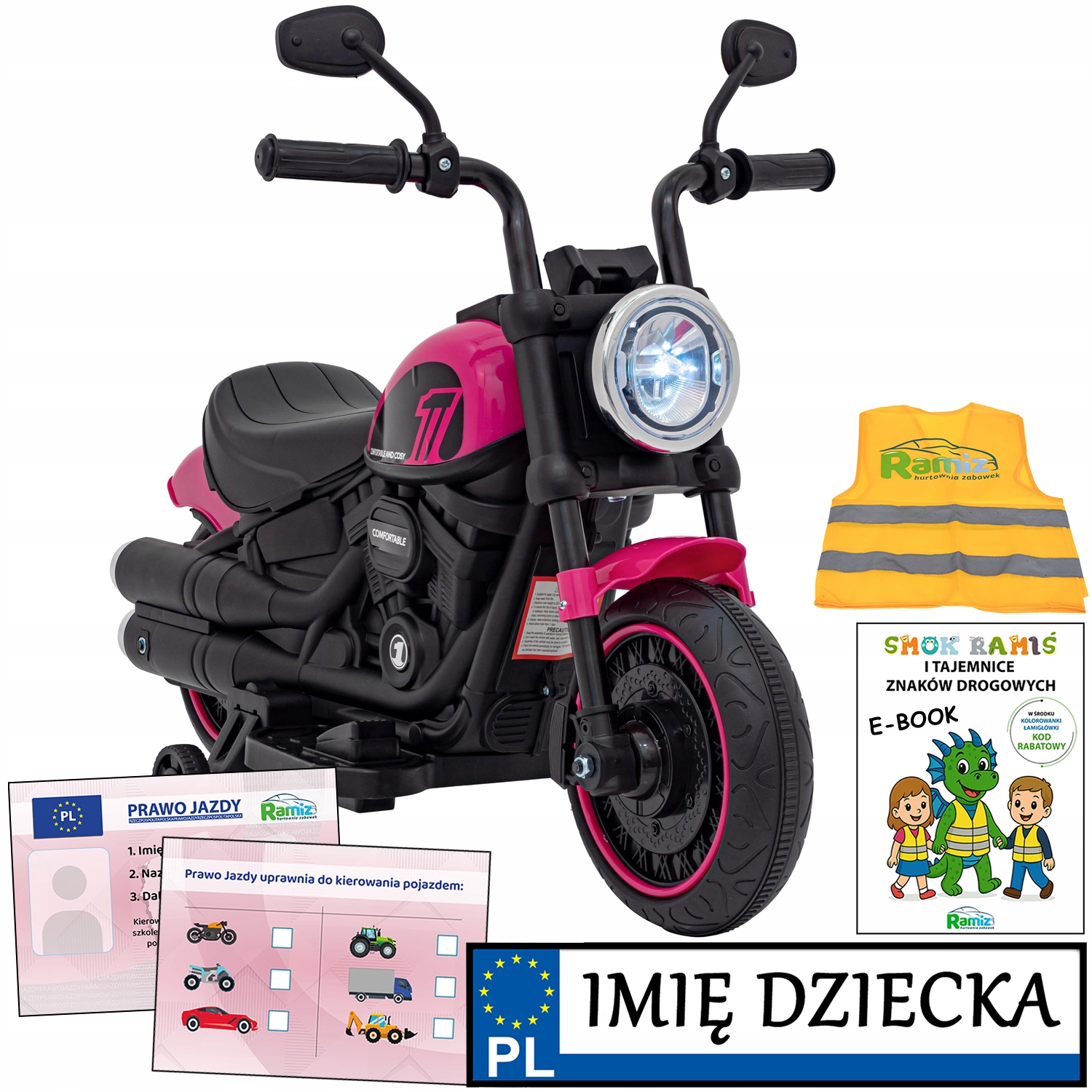 trójkołowy Motor dla dzieci Chopper Faster Tablica Imienna krążownik szos