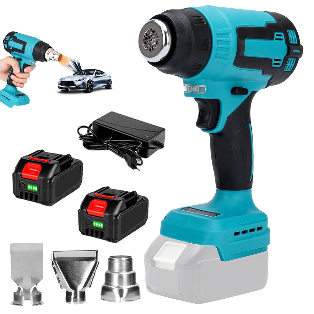 Horkovzdušná Pistole 3X Tryska 400°C Multifunkční S 2 Aku