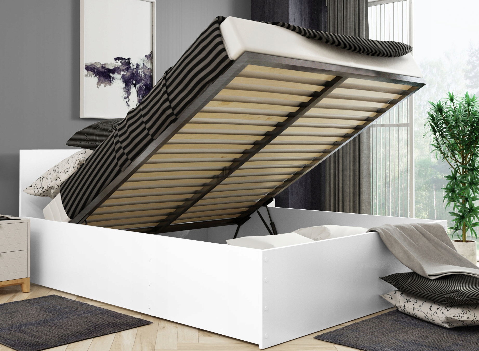 

Łóżko podnoszone Białe Panama X 140x200 Stelaż